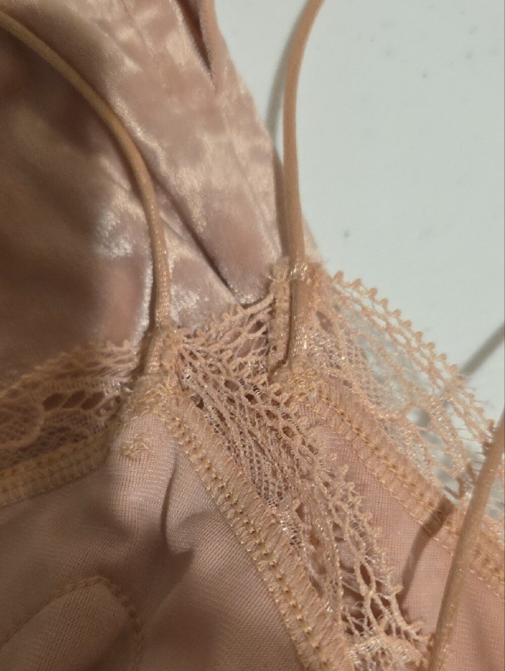 Express Blush Velvet Lace Trim Cami - Picture 8 of 9